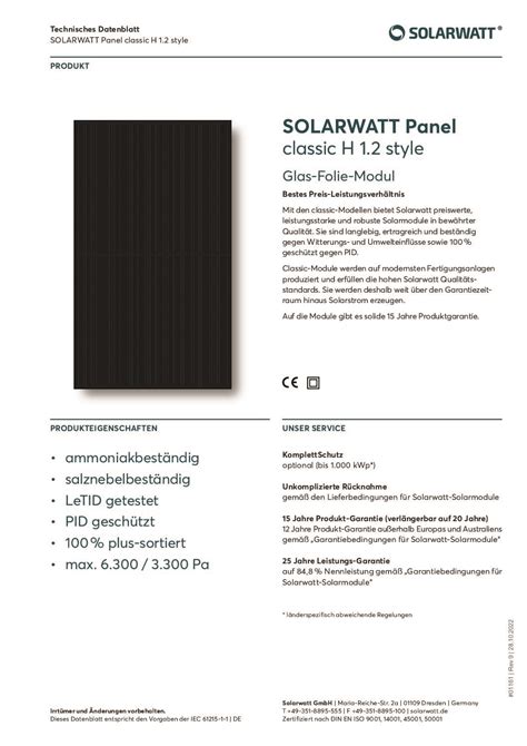 SOLARWATT Panel classic H 1.2 style.